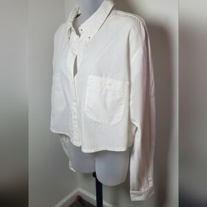 Urban Outfitters BDG Corey Cropped Button-down Shirt Classic White Size Large